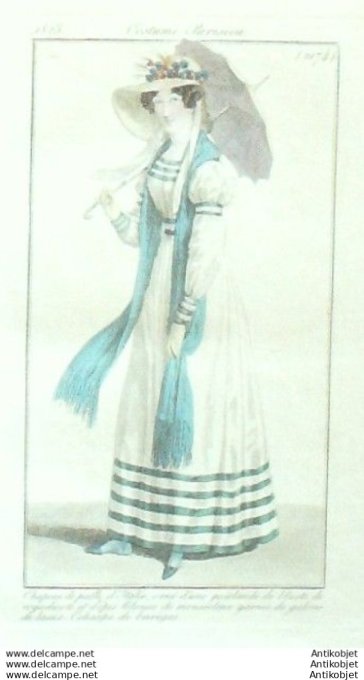Gravure Mode Costume Parisien 1823 # 2174 (eau forte old Fashion plate