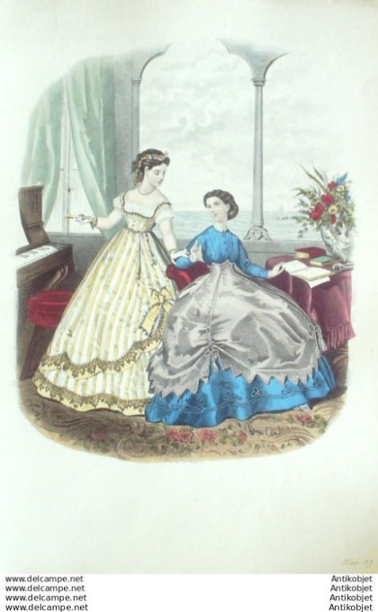 Gravure Mode illustree 1866 #  9 (Old Fashion plate)