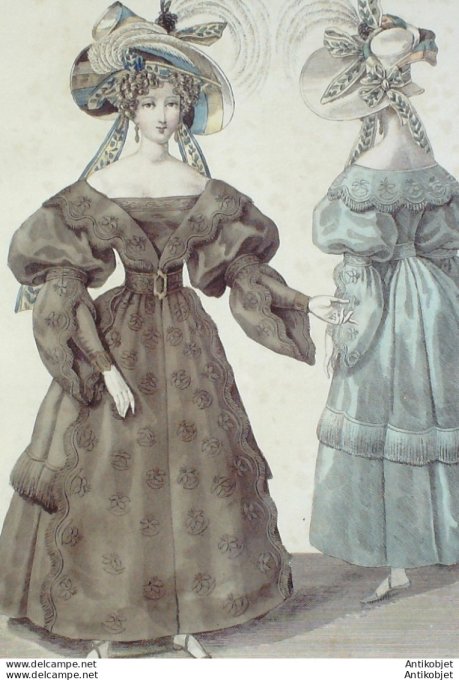 Costume Parisien 1829 # 2746 Redingote gros de Chine