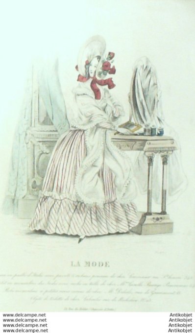 Gravure La mode 1837 # 562 (aquarelle old Fashion plate)