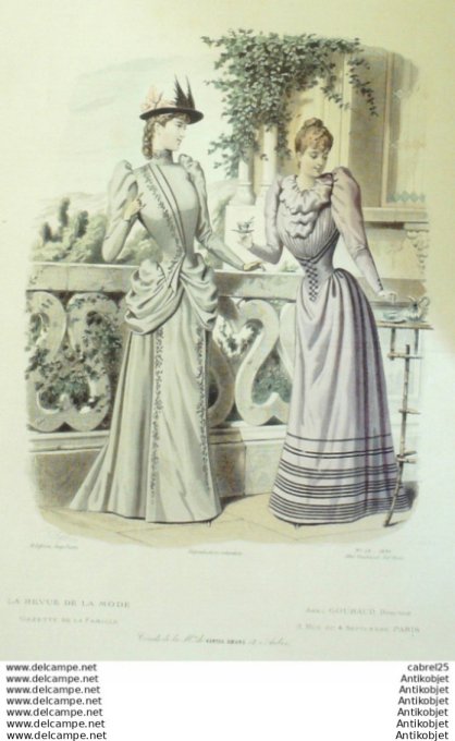 Gravure Mode La Gazette 1891 # 34 (Old Fashion plate)