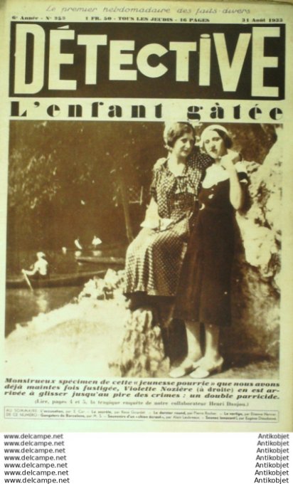 Détective 1933 # 253 Cannes Guyane Seznec Paris Violette Nozière