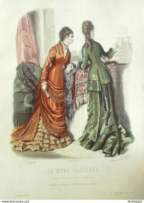 Gravure Mode illustree 1877 # 19 (Old Fashion plate)