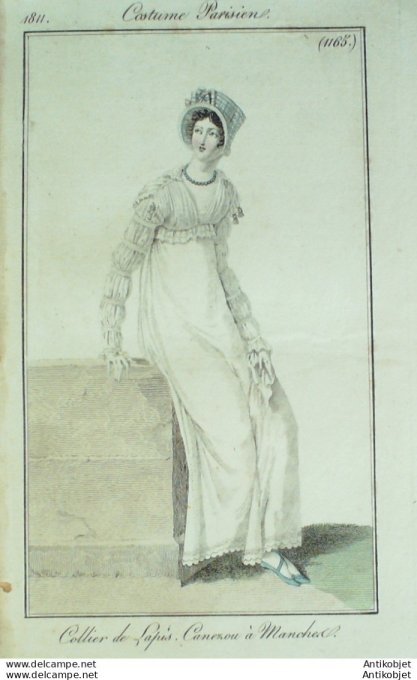 Gravure de mode Costume Parisien 1811 n°1165 Canezou à Mandeluck