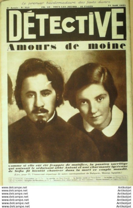 Détective 1933 # 253 Cannes Guyane Seznec Paris Violette Nozière