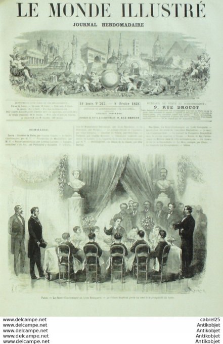 Le Monde illustré 1867 n°565 Menton Roquebrune (06) Ethiopie Harraris Jeb El Feer Jérusalem Bethleem