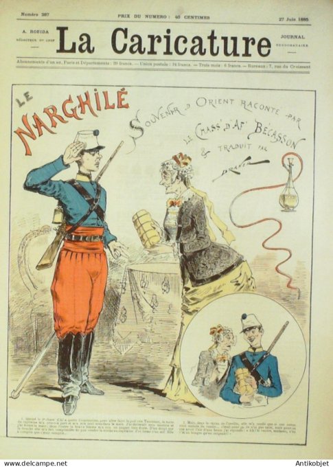 La Caricature 1885 #287 Le Narghilé Chass' d'Af Bécasson Draner Gino Loys