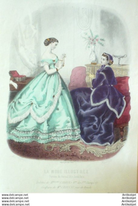 Gravure Mode illustree 1866 #  6 (Old Fashion plate)