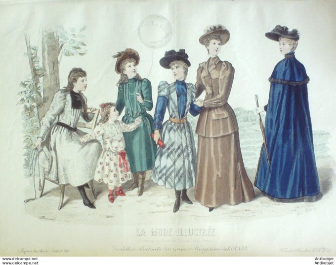 Gravure Mode illustree 1891 # 46 (Old Fashion plate) rare