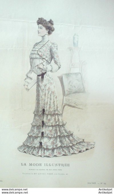 Gravure Mode illustree 1901 # 24 (Old Fashion plate) rare