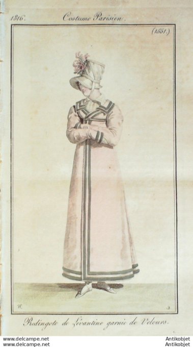 Costume Parisien 1816 # 1551 Redingote de Lévantine
