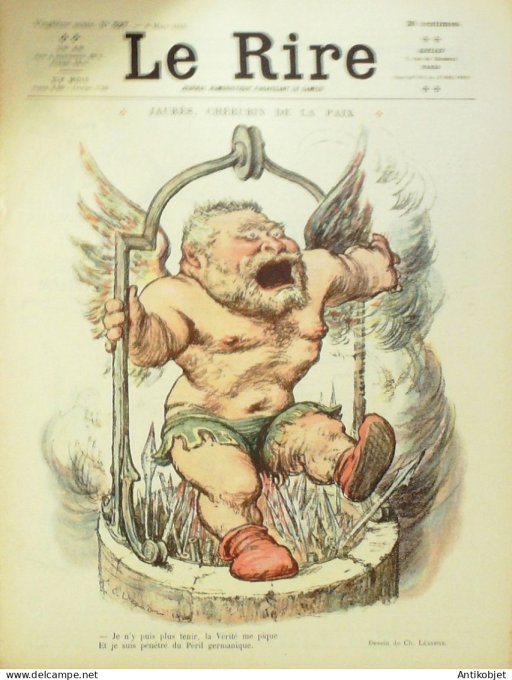 Le Rire 1913-03- 8 # 527 Journal humoristique Ed.Originale Jaures cherubin de paix
