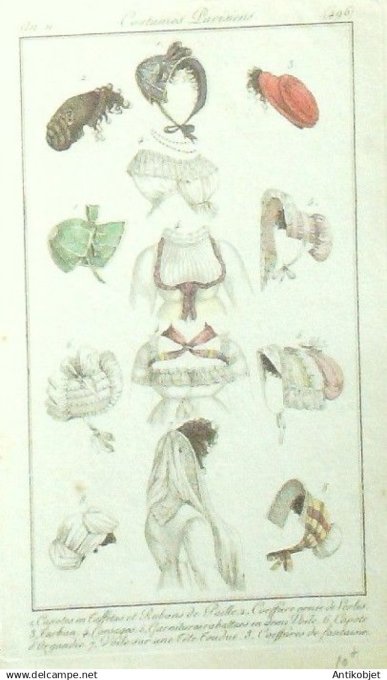 Costume Parisien 1803 an 11 # 496 (eau forte) Capotes en taffetas