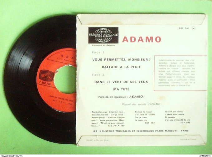 Adamo Salvatore 45T EP Vous permettez Monsieur 1964