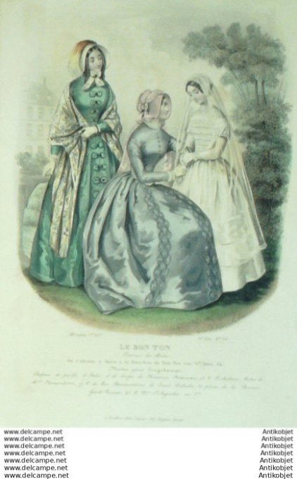 Gravure Mode Le Bon Ton 1846 13 # 36 (aquarelle old fashion plate)
