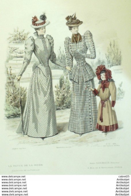 Gravure Mode La Gazette 1891 # 41 (Old Fashion plate)