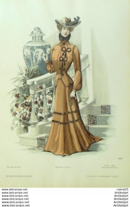 Gravure Mode Le Moniteur 1900 # 38 (Old Fashion plate)