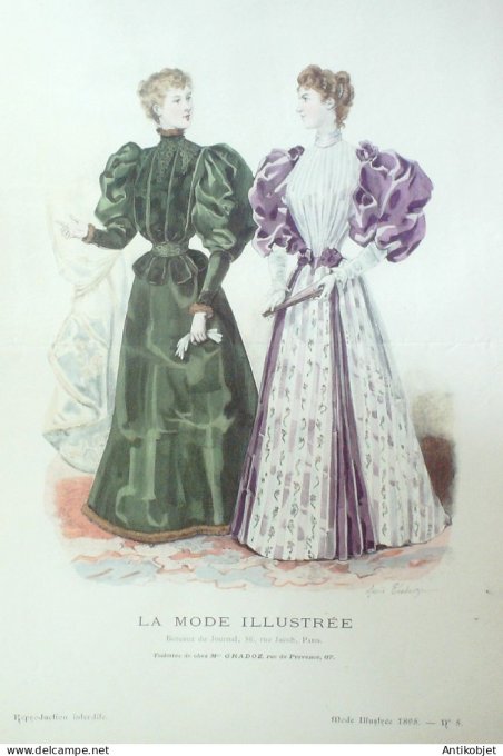 Gravure Mode illustree 1895 # 05 (Old Fashion plate) RARE
