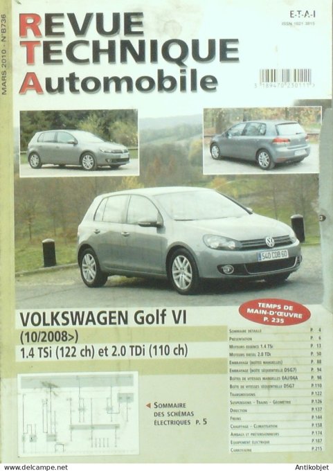 Revue Tech. Automobile 2010 n°B736 Volkswagen Golf VI