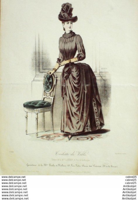 Gravure Mode Le Coquet 1887 # 42 (Old Fashion plate)