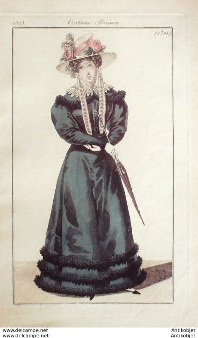 Costume Parisien 1825 # 2321 Robe velours brodée