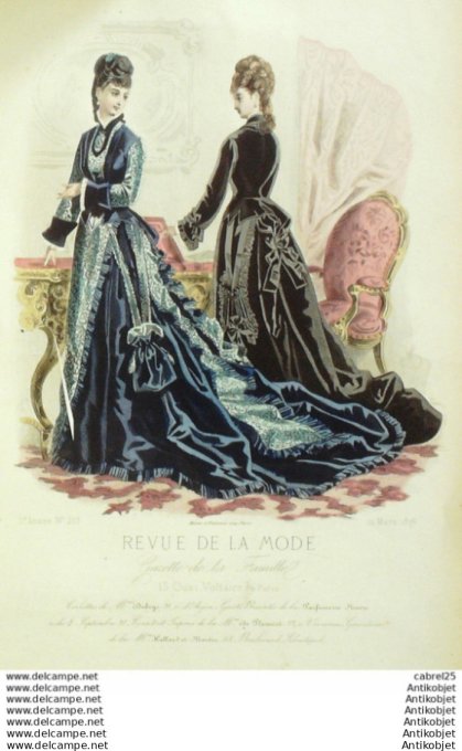 Gravure Mode La Gazette 1876 # 219 (Old Fashion plate)