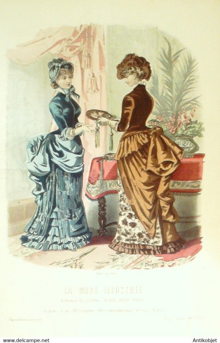 Gravure de mode La Mode illustrée 1883 n°08 (Maison Fladry-Coussinet)