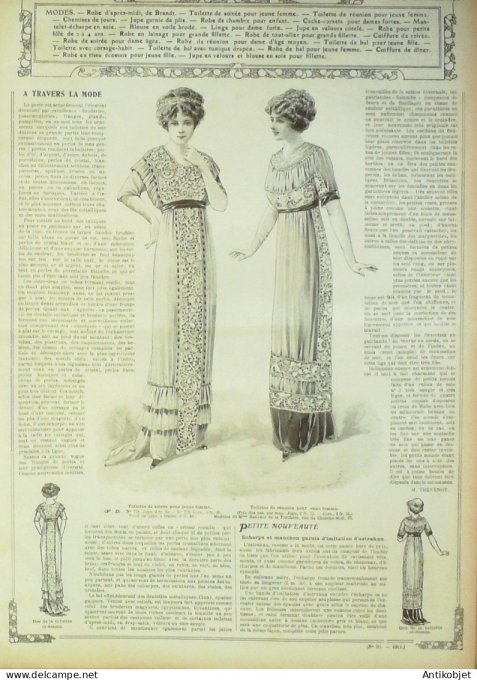 La Mode illustrée journal 1911 n° 50 Toilettes Costumes Passementerie