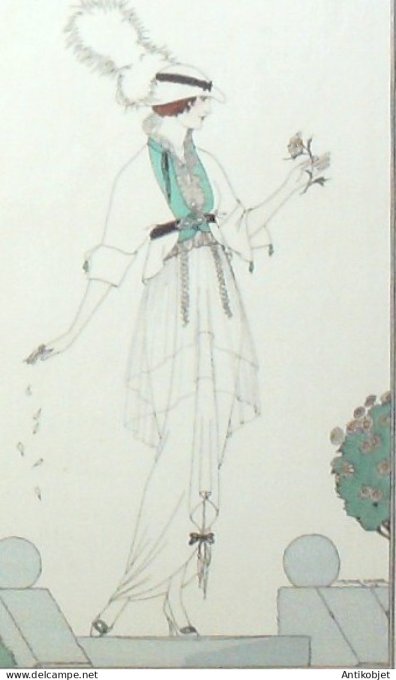 Gravure de mode Costume Parisien 1913 pl.102 LHUER Victor-Robe de linon