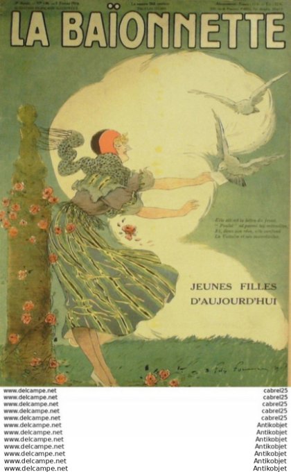 La Baionnette 1918 # 136 (Filles D'aujourd'hui) Fournier Gastyne Guyon Sat Sauvage Chaps