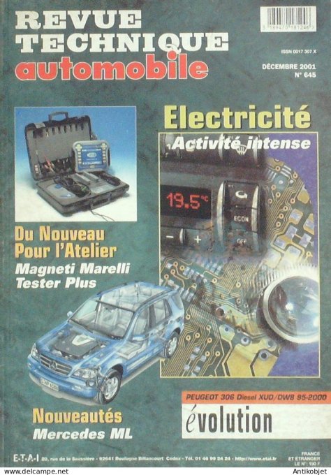 Revue Tech. Automobile 2001 n°645 Peugeot 306 Mercedes ML Magneti Marelli