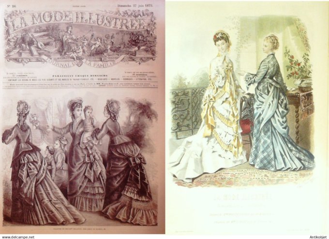 La Mode illustrée journal + gravure associée 1875 # 26