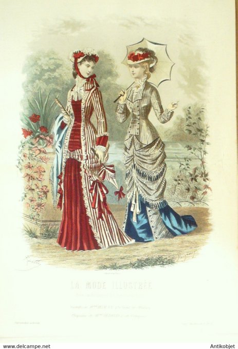 Gravure de mode La Mode illustrée 1879 n°31 (Maison Delaunay)