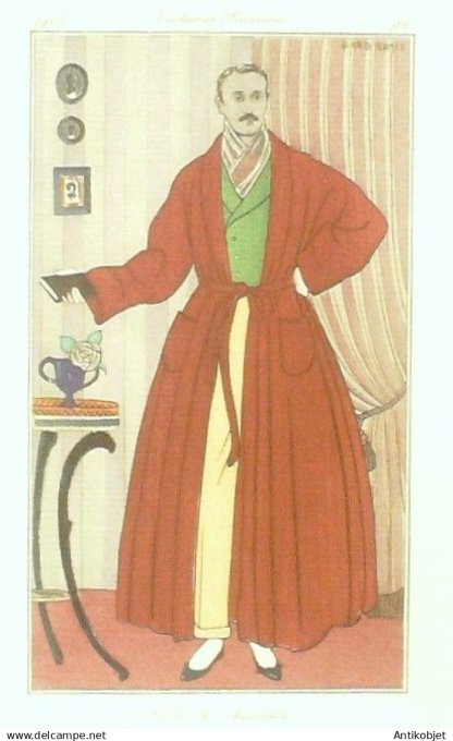 Gravure Costume Parisien 1913 # 96 Barbier George (eau forte) Robe de Chambre
