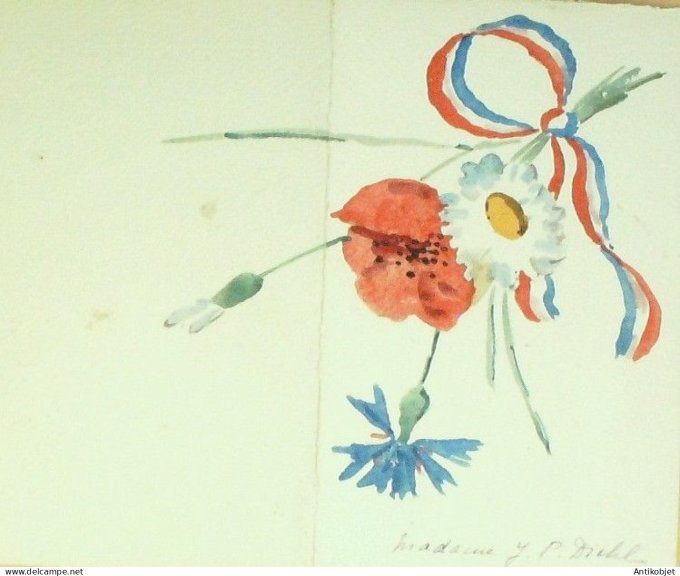 Menu illustre 1939 peint main