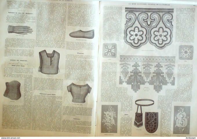 La Mode illustrée journal + gravure associée 1875 # 26