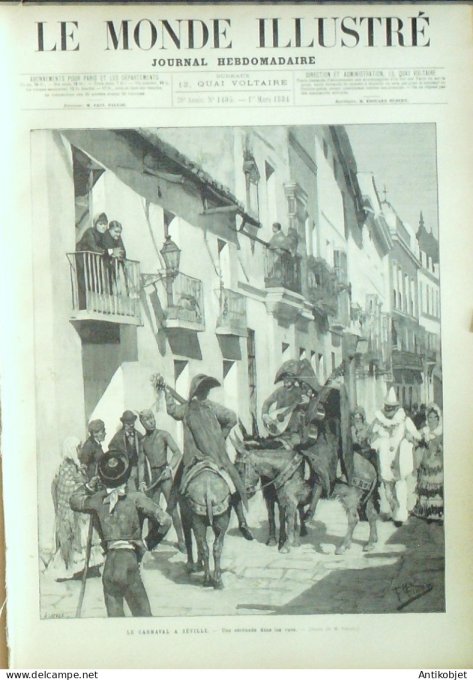 Le Monde illustré 1884 n°1405 Polcinella di piazza Navona Soudan Trinkitat Egypte Maahdi