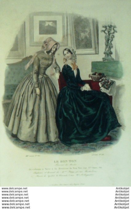 Gravure Mode Le Bon Ton 1846 13 # 26 (aquarelle old fashion plate)