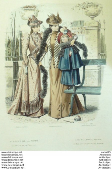 Gravure Mode La Gazette 1891 # 37 (Old Fashion plate)