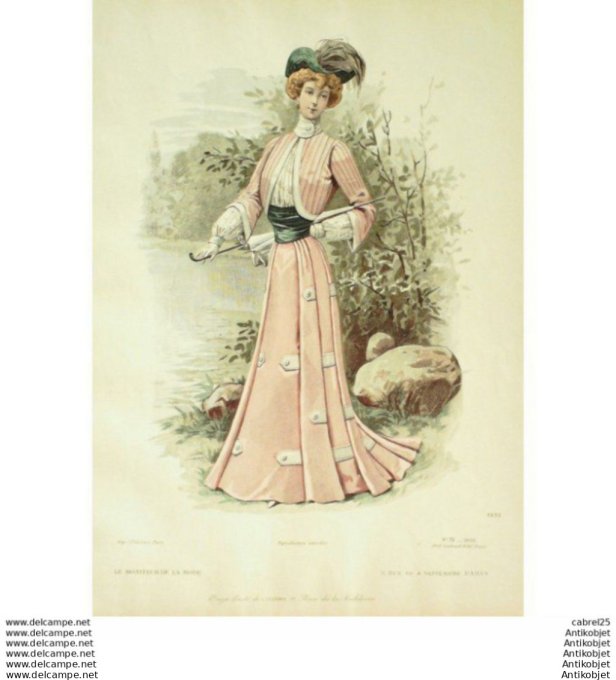 Gravure Mode Le Moniteur 1900 # 32 (Old Fashion plate)