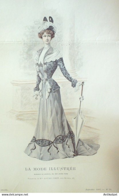 Gravure Mode illustree 1901 # 38 (Old Fashion plate) RARE