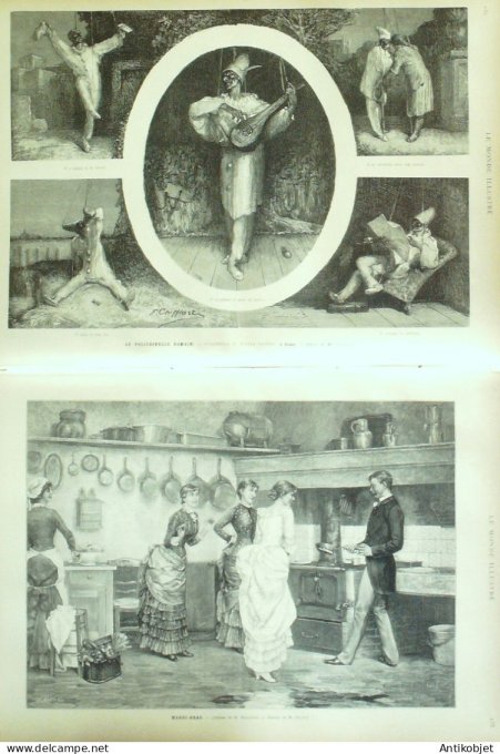 Le Monde illustré 1884 n°1405 Polcinella di piazza Navona Soudan Trinkitat Egypte Maahdi
