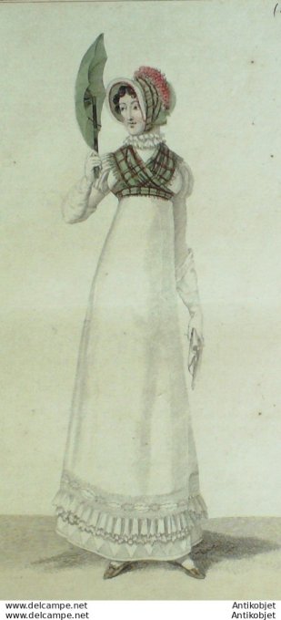 Gravure de mode Costume Parisien 1811 n°1167 Fichu à l'Iris Capote