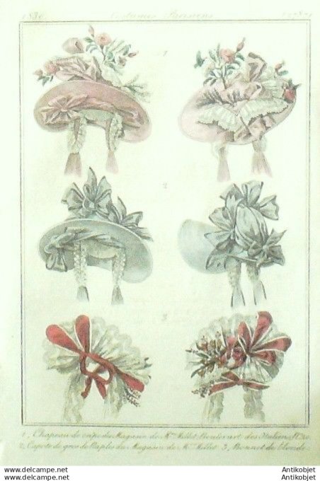 Gravure Mode Costume Parisien 1830 # 2787 (eau forte old Fashion plate