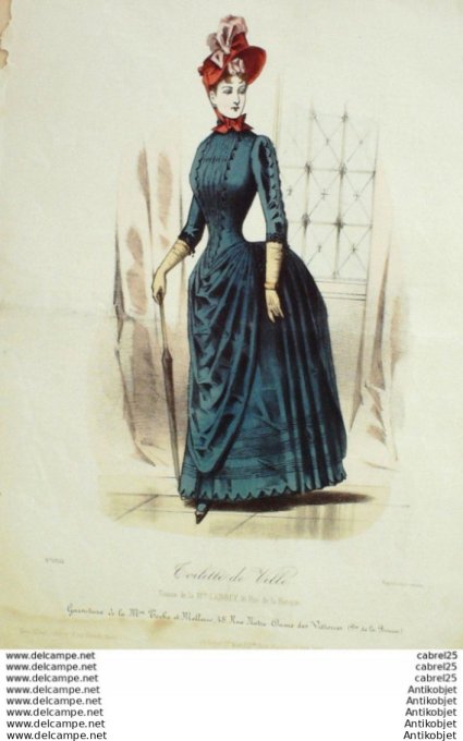 Gravure Mode Le Coquet 1887 # 41 (Old Fashion plate)