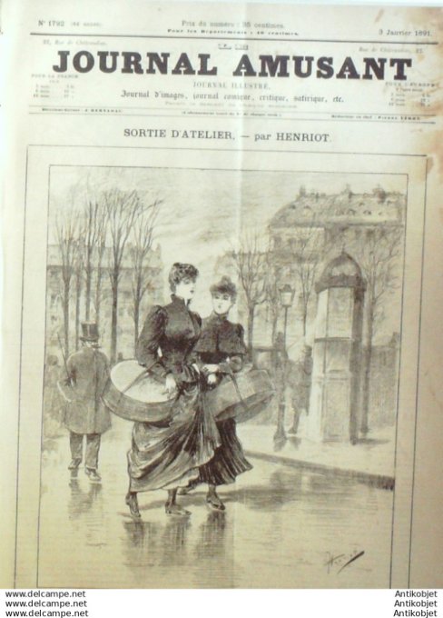 Le Journal Amusant 1891 # 1792 La Bourrasque des etrennes par Mars Derriere le rideau par Stop