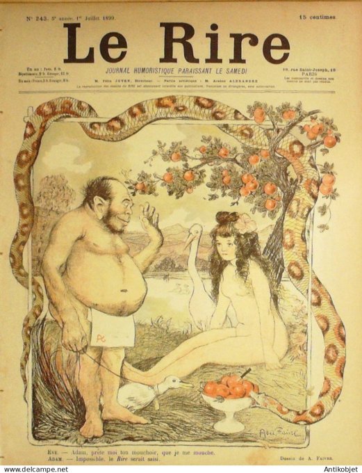 Le Rire 1899-07- 1 # 243 Journal humoristique Ed.Originale Adam & Eve