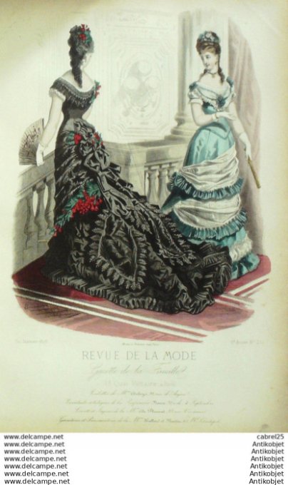 Gravure Mode La Gazette 1876 # 213 (Old Fashion plate)