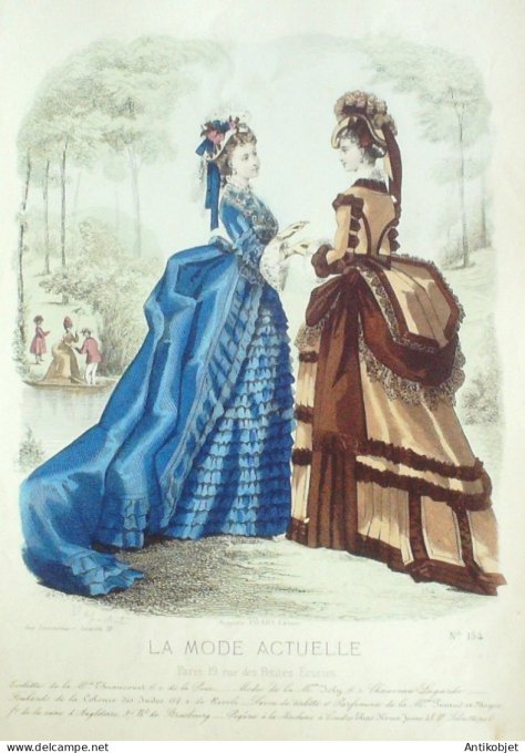 Gravure La Mode actuelle 1875 # 154 (Old Fashion plate)