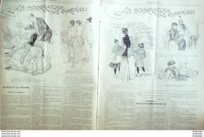 Le Journal Amusant 1891 # 1792 La Bourrasque des etrennes par Mars Derriere le rideau par Stop